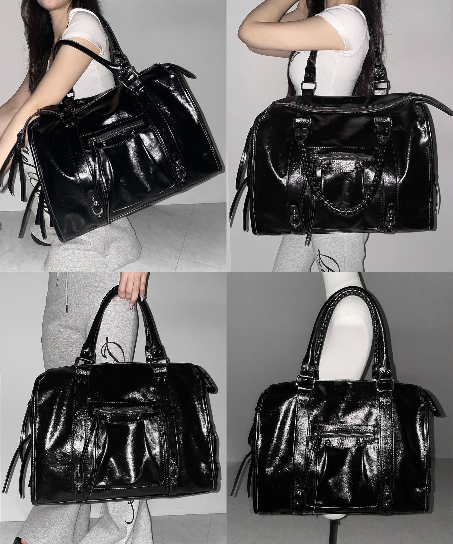 ヴィンテージフェイクレザーボストンエディターズバッグ ／ vintage fake leather boston editors bag
