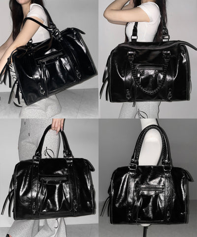 ヴィンテージフェイクレザーボストンエディターズバッグ ／ vintage fake leather boston editors bag