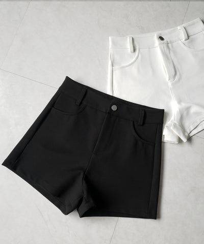 【 ２color ／４size 】ハイウエストタイトスパンショートパンツ ／ high waist tight span short pants