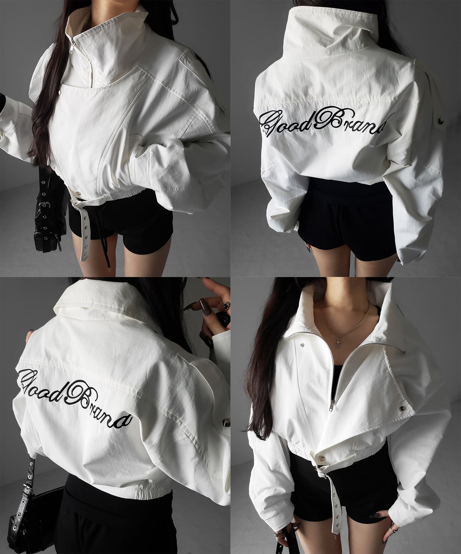 レタリングバックロゴスタンドカラーショートブルゾン ／ lettering back logo stand collar short blouson