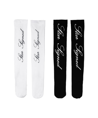 【 選べる３柄アソート 】レタリングロゴシアーニーハイソックス ／ lettering logo sheer knee high socks