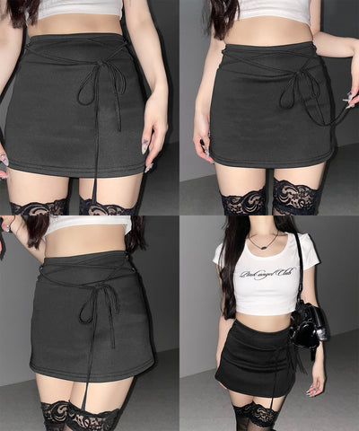 【 インパン裏地付き 】ストリングリボンミニスカート ／ string ribbon mini skirt