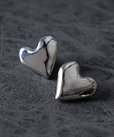 VOLUME SILVER HEART PIERCE ／ ボリュームシルバーハートピアス
