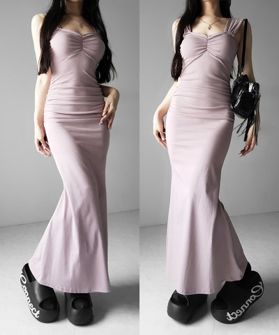 シャーリングロングタイトマーメイドキャミワンピ ／ shirring long tight mermaid cami onepiece