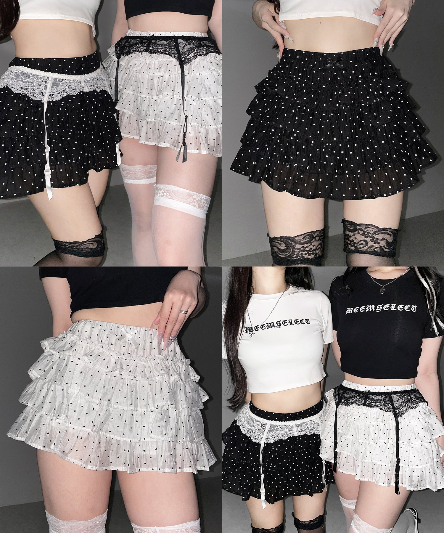 【 インパン裏地付 】ドットリボンフリルミニスカート ／ dot ribbon frill mini skirt
