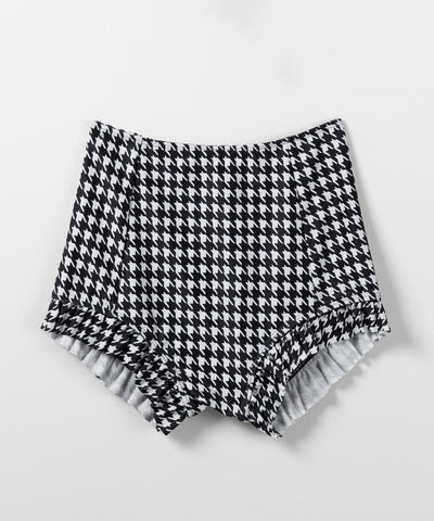 【 レディース水着／２点セット 】千鳥格子柄クロスウエストリボンハイウエストビキニ ／ houndstooth pattern cross waist ribbon high waist bikini