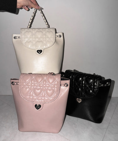 ハートキルティングチェーンミニリュック / heart quilted chain mini backpack