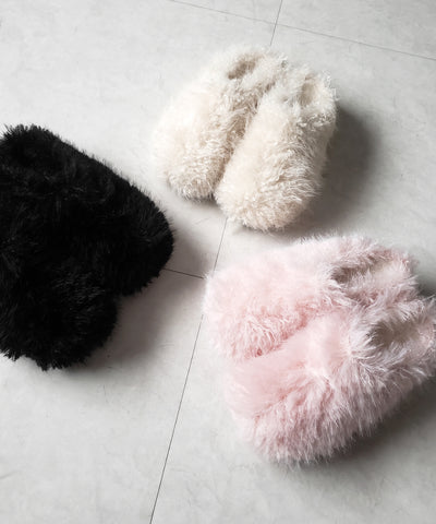 クリンクルフェイクファールームシューズ ／ crinkle fake fur room shoes