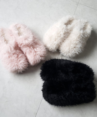 クリンクルフェイクファールームシューズ ／ crinkle fake fur room shoes