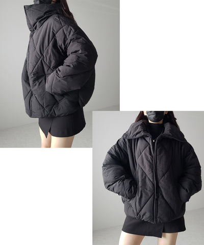 【 ３COLOR ／２WAY 】ボリュームハイネックナイロンパフダウンジャケット
