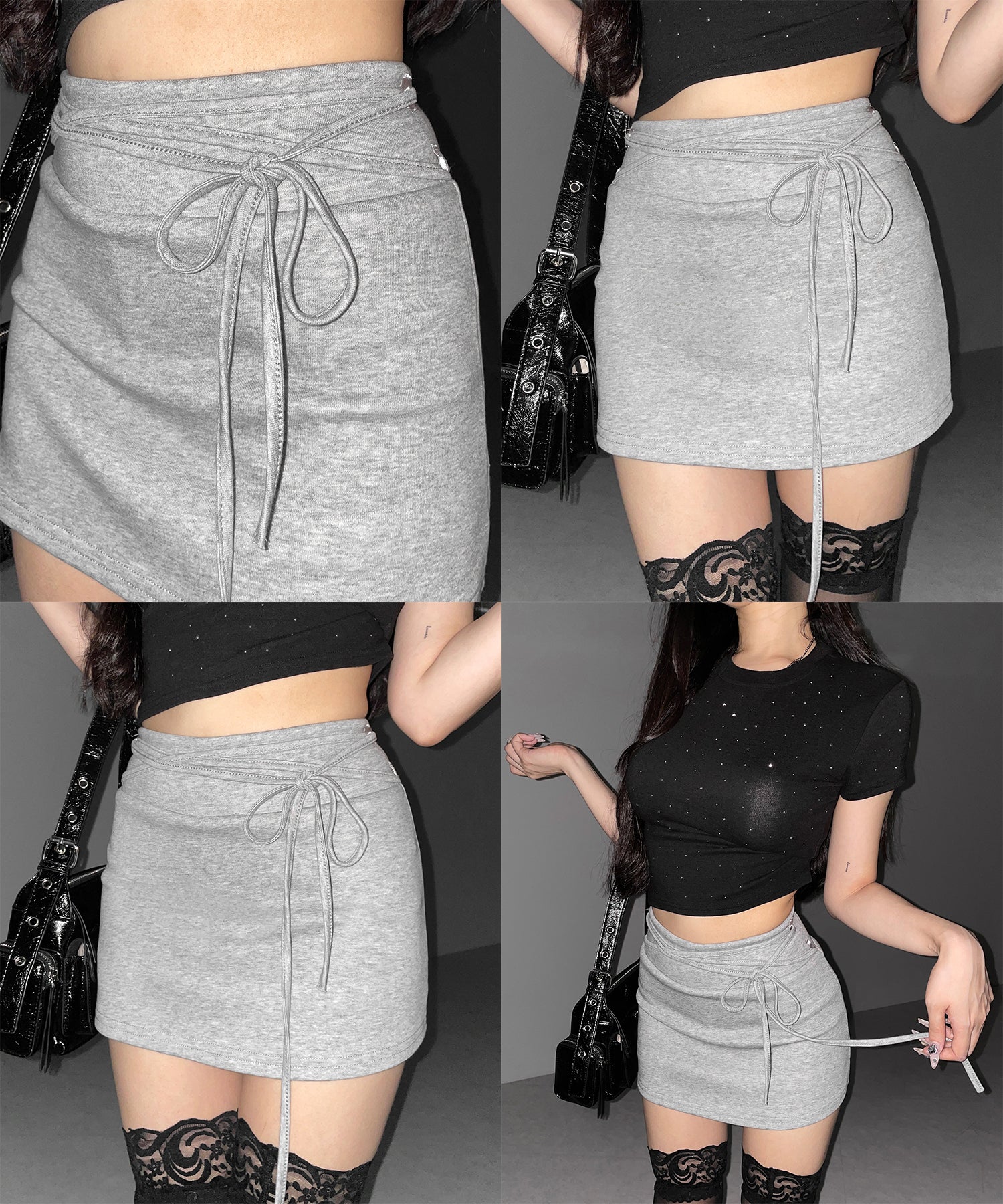 【 インパン裏地付き 】ストリングリボンミニスカート ／ string ribbon mini skirt