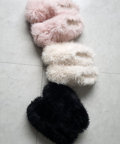 クリンクルフェイクファールームシューズ ／ crinkle fake fur room shoes