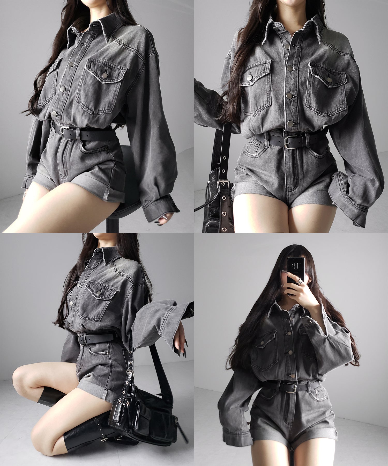 ヴィンテージデニムハイウエストミニオールインワン ／ vintage denim high waist mini allinone