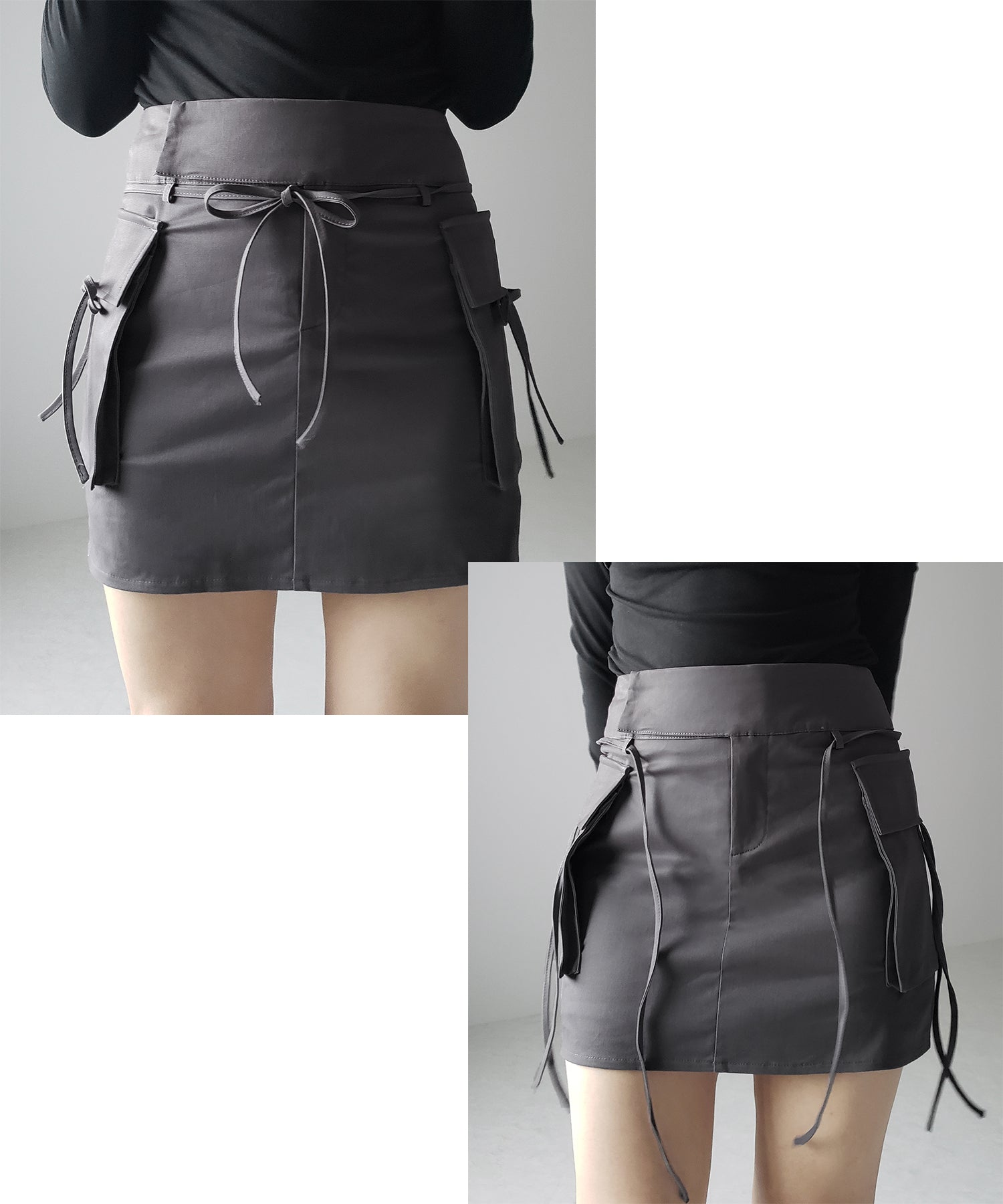 【 ２WAY 】３ストラップリボンカーゴミニスカート ／ three strap ribbon cargo mini skirt