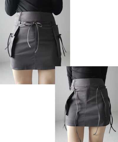 【 ２WAY 】３ストラップリボンカーゴミニスカート ／ three strap ribbon cargo mini skirt