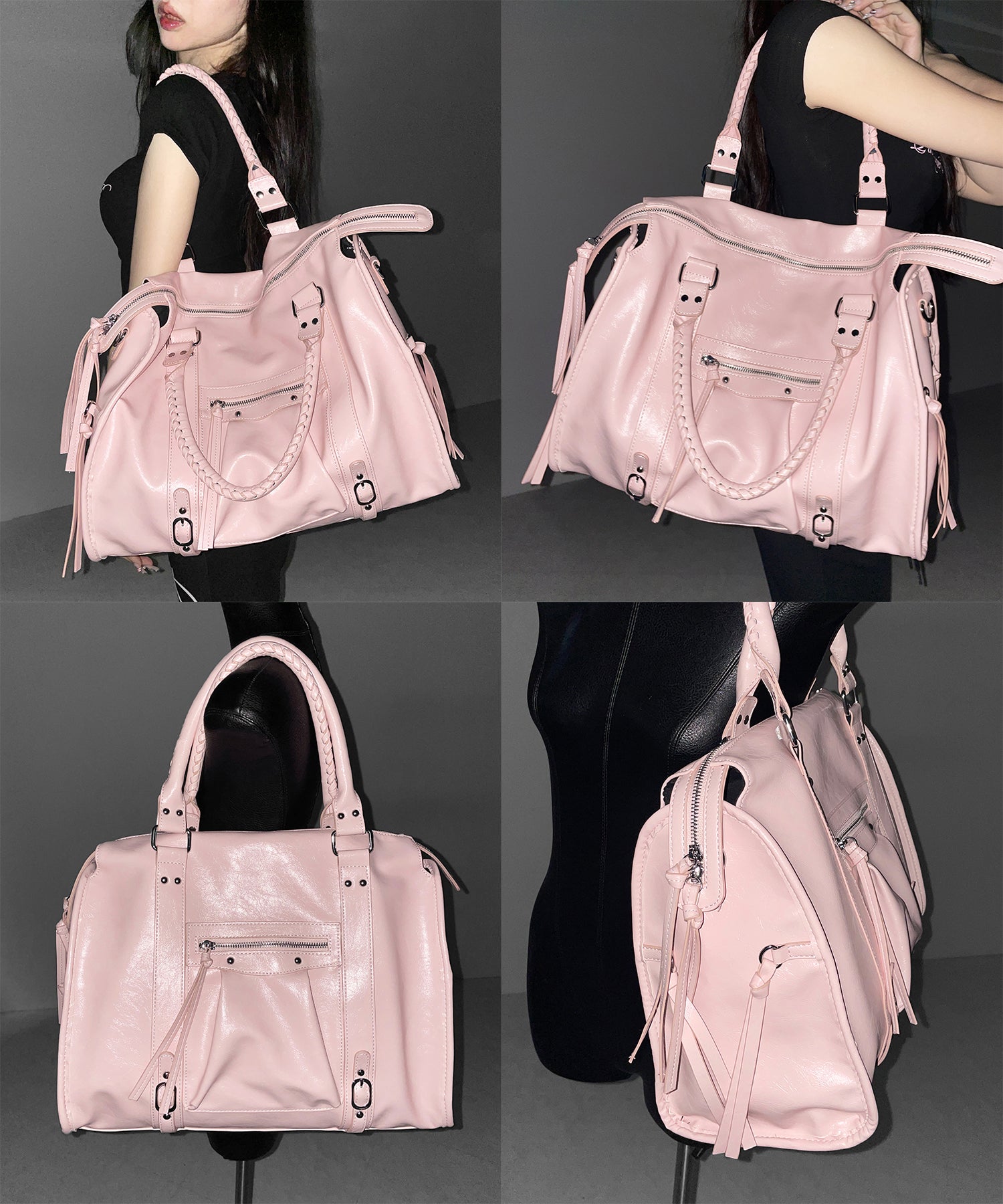 ヴィンテージフェイクレザーボストンエディターズバッグ ／ vintage fake leather boston editors bag