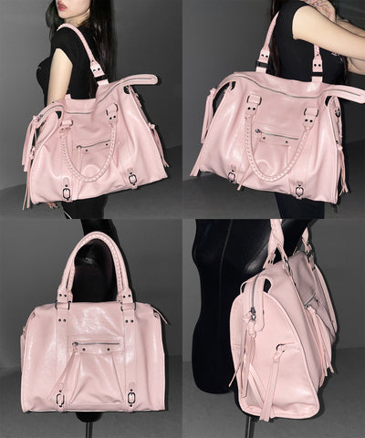 ヴィンテージフェイクレザーボストンエディターズバッグ ／ vintage fake leather boston editors bag