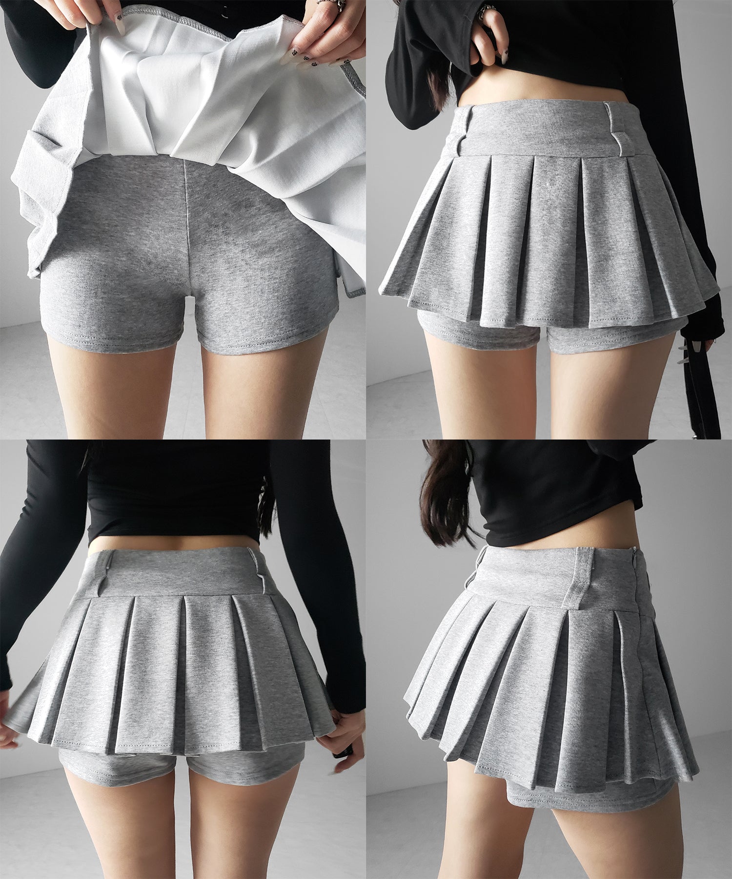 【 インパン裏地付 】プリーツスウェットマイクロミニスカパン ／ plests sweat micro mni skirt pants