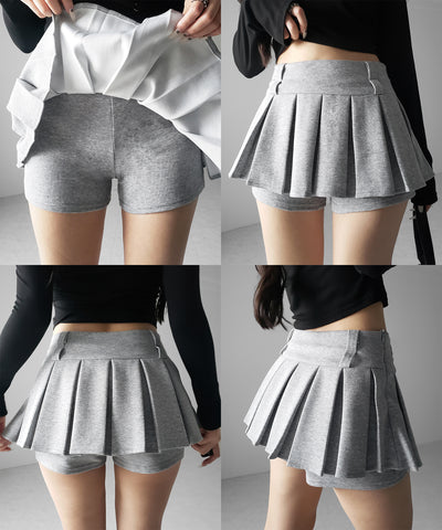 【 インパン裏地付 】プリーツスウェットマイクロミニスカパン ／ plests sweat micro mni skirt pants