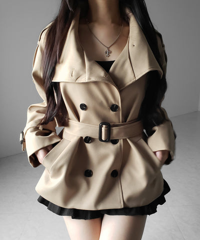 ２WAYスタンドカラーミドルトレンチコート ／ 2WAY stand collar middle trench coat