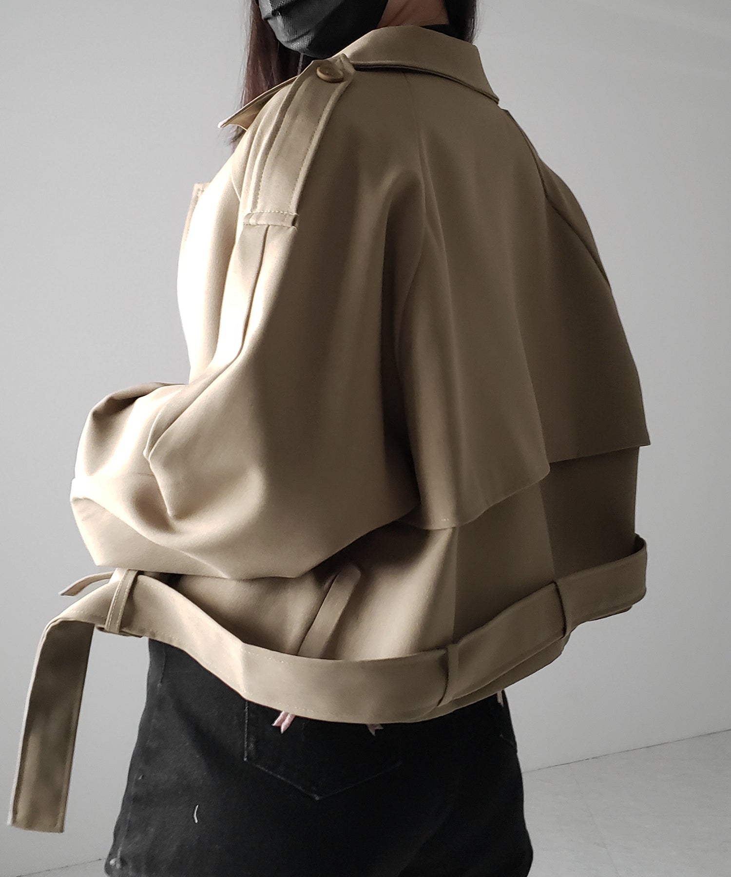 2color 】ベルテッドショートトレンチコート ／ belted short trench coat