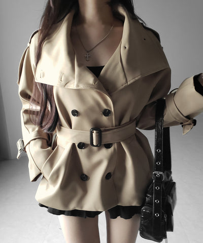 ２WAYスタンドカラーミドルトレンチコート ／ 2WAY stand collar middle trench coat