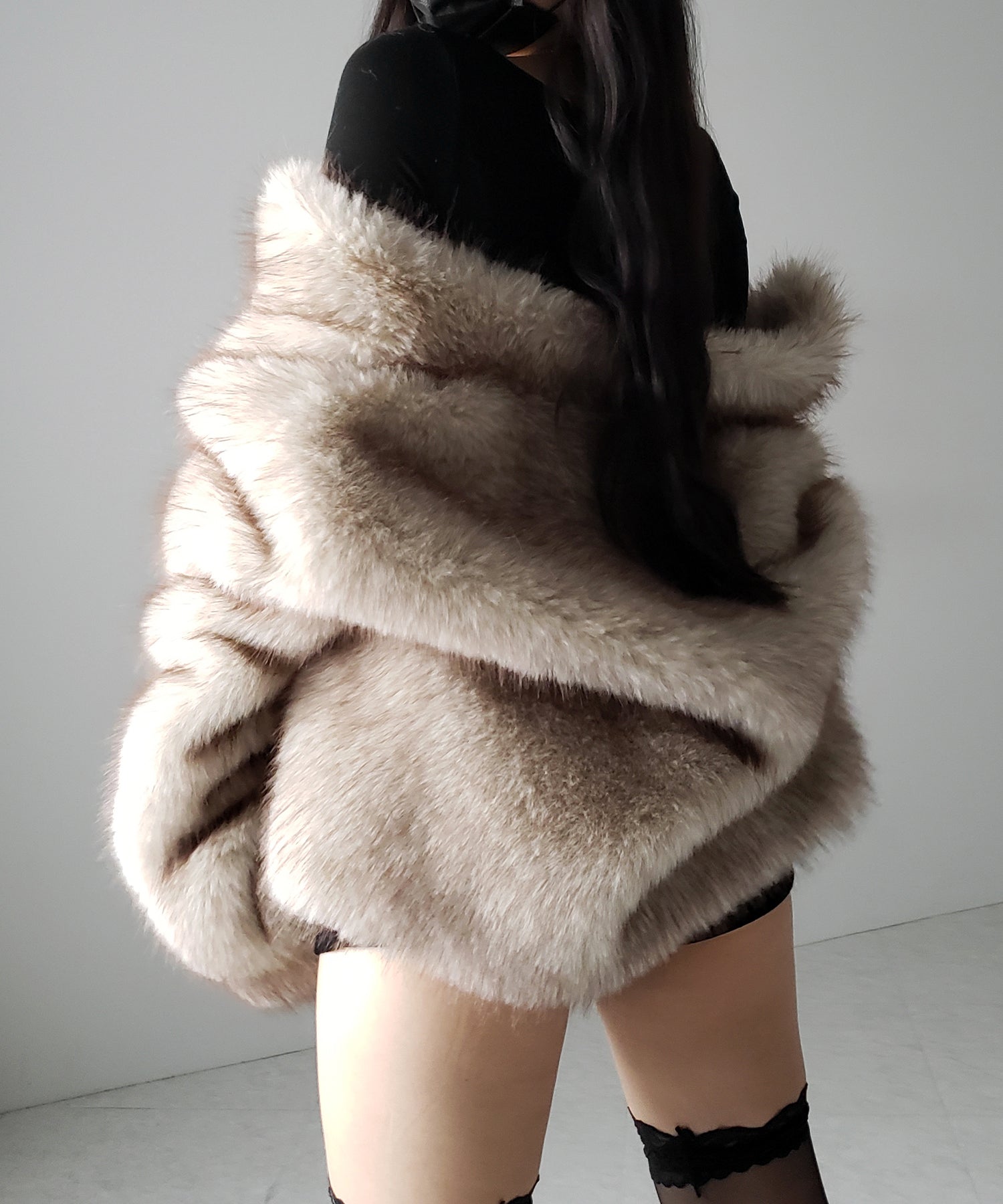 【 ５color 】スタンドカラーフェイクファークロップドコート ／ stand collar fake fur cropped coat