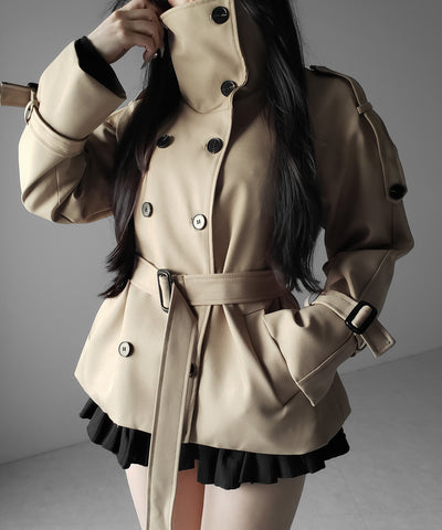 ２WAYスタンドカラーミドルトレンチコート ／ 2WAY stand collar middle trench coat