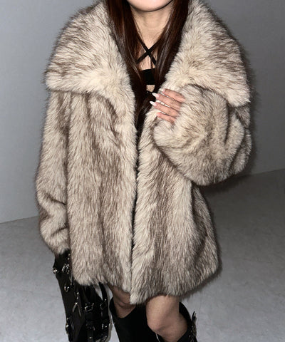 【 ５color 】フェイクファーボリュームミドルコート ／ fake fur volume middle coat