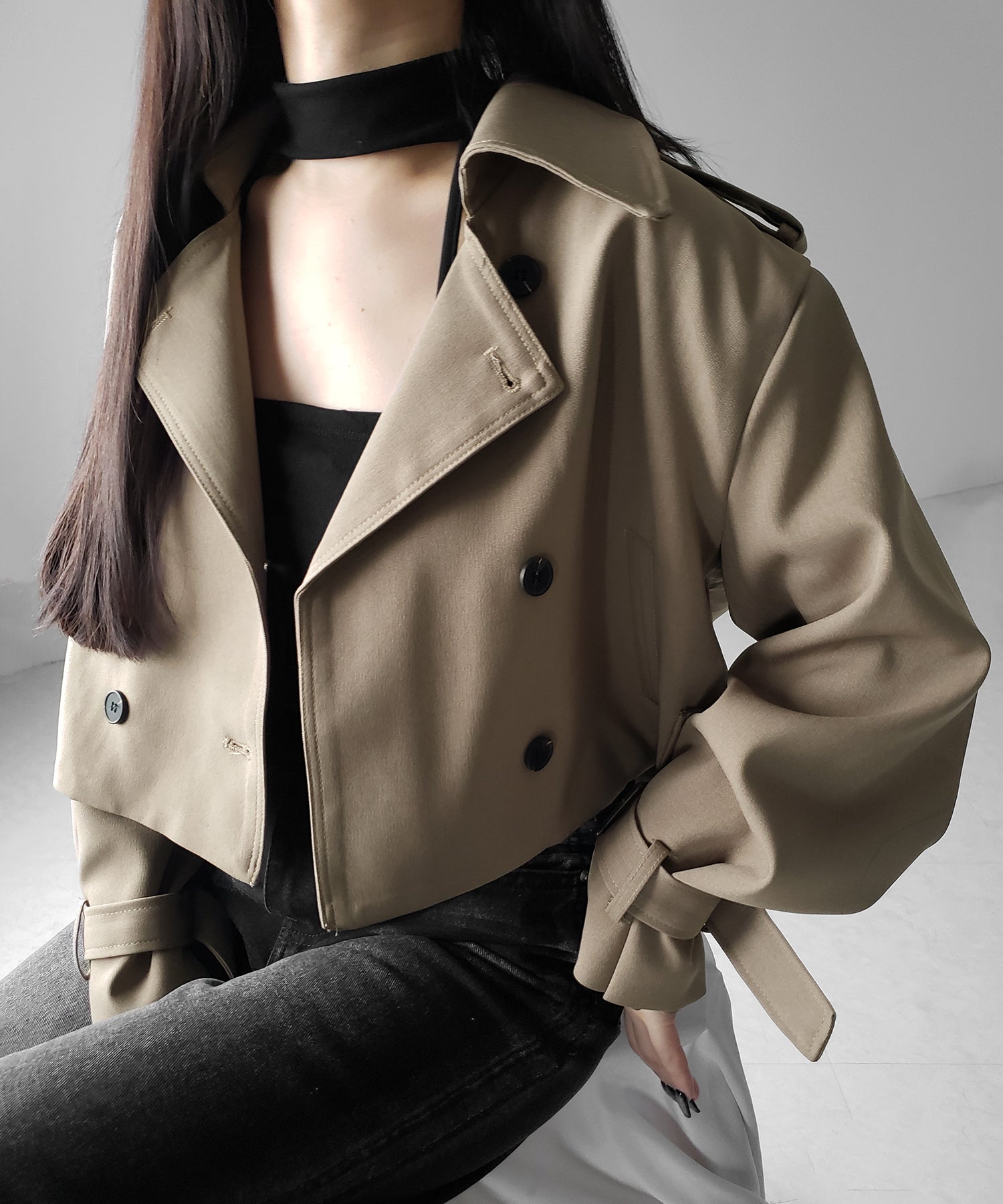 【 ２color 】キャンディースリーブショートトレンチコート ／ candy sleeve short trench coat