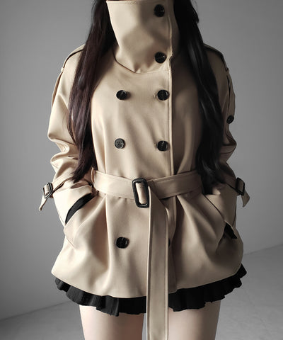 ２WAYスタンドカラーミドルトレンチコート ／ 2WAY stand collar middle trench coat