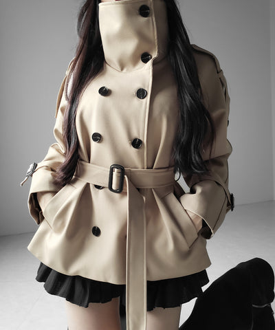 ２WAYスタンドカラーミドルトレンチコート ／ 2WAY stand collar middle trench coat