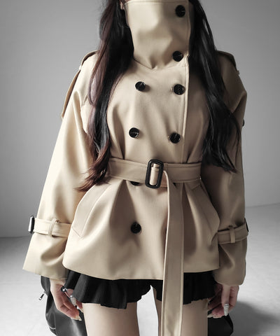 ２WAYスタンドカラーミドルトレンチコート ／ 2WAY stand collar middle trench coat