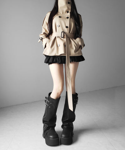 ２WAYスタンドカラーミドルトレンチコート ／ 2WAY stand collar middle trench coat