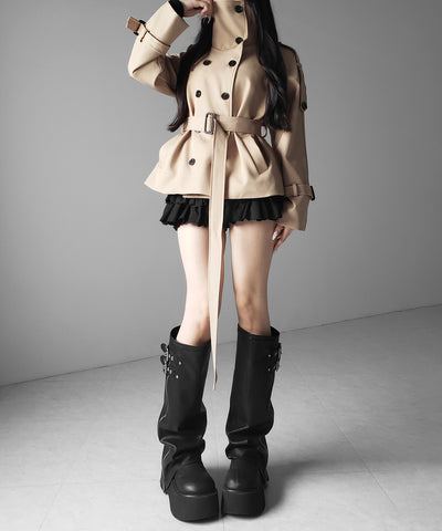２WAYスタンドカラーミドルトレンチコート ／ 2WAY stand collar middle trench coat