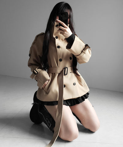 ２WAYスタンドカラーミドルトレンチコート ／ 2WAY stand collar middle trench coat