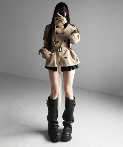 ２WAYスタンドカラーミドルトレンチコート ／ 2WAY stand collar middle trench coat