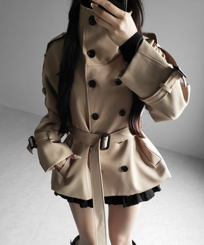 ２WAYスタンドカラーミドルトレンチコート ／ 2WAY stand collar middle trench coat