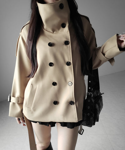 ２WAYスタンドカラーミドルトレンチコート ／ 2WAY stand collar middle trench coat