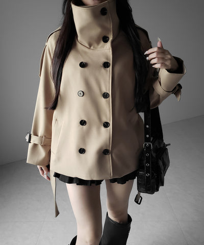 ２WAYスタンドカラーミドルトレンチコート ／ 2WAY stand collar middle trench coat