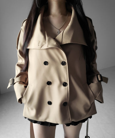 ２WAYスタンドカラーミドルトレンチコート ／ 2WAY stand collar middle trench coat