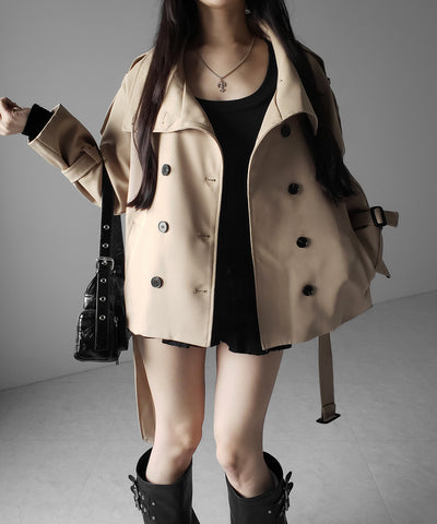 ２WAYスタンドカラーミドルトレンチコート ／ 2WAY stand collar middle trench coat