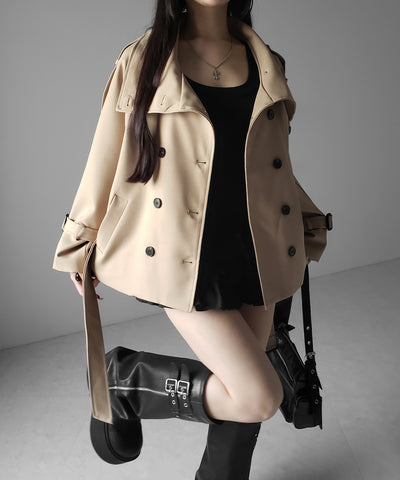 ２WAYスタンドカラーミドルトレンチコート ／ 2WAY stand collar middle trench coat
