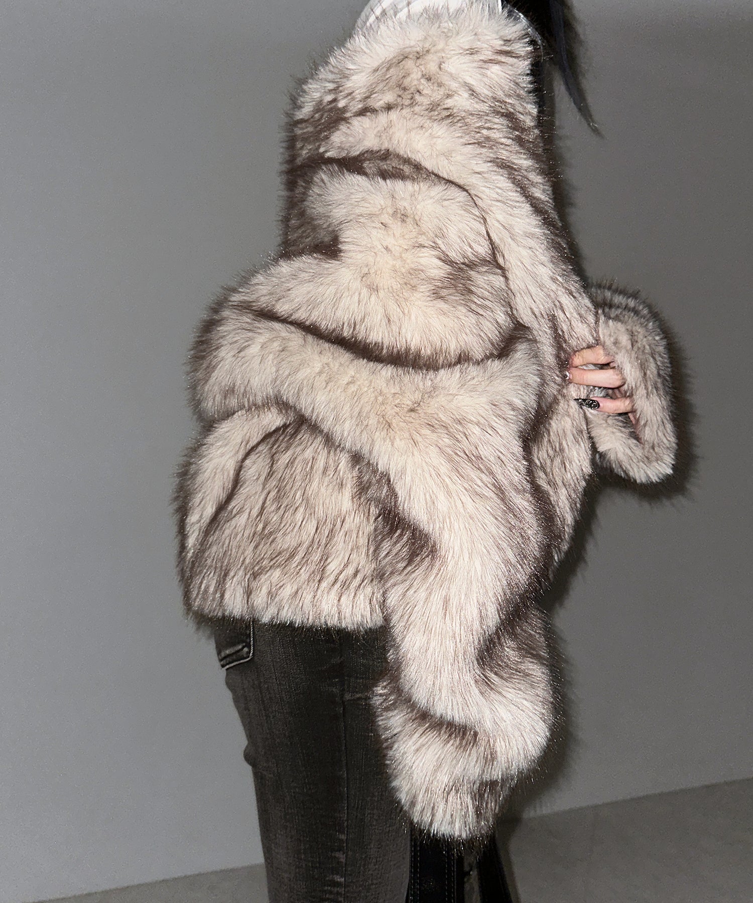 【 ５color 】スタンドカラーフェイクファークロップドコート ／ stand collar fake fur cropped coat