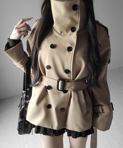 ２WAYスタンドカラーミドルトレンチコート ／ 2WAY stand collar middle trench coat