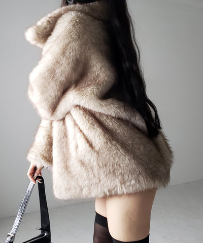 【 ５color 】フェイクファーボリュームミドルコート ／ fake fur volume middle coat