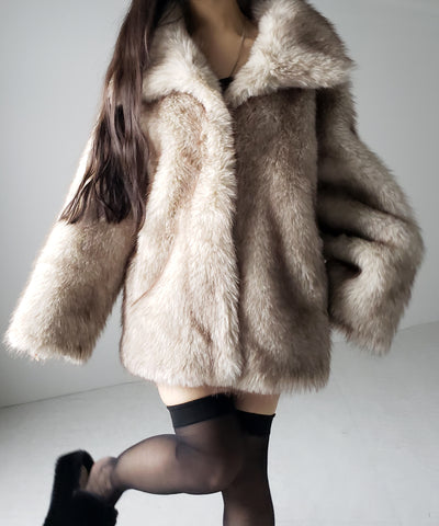 【 ５color 】フェイクファーボリュームミドルコート ／ fake fur volume middle coat