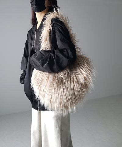 【 ４color 】シャギーファーハートショルダーバッグ ／ shaggy fur heart shoulder bag