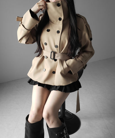 ２WAYスタンドカラーミドルトレンチコート ／ 2WAY stand collar middle trench coat