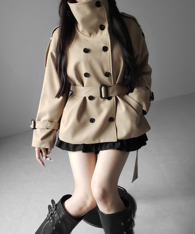 ２WAYスタンドカラーミドルトレンチコート ／ 2WAY stand collar middle trench coat